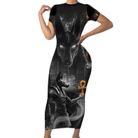 Mythical Anubis Family Matching Short Sleeve Bodycon Dress and Hawaiian Shirt The Egyptian God of Death - Wonder Print Shop