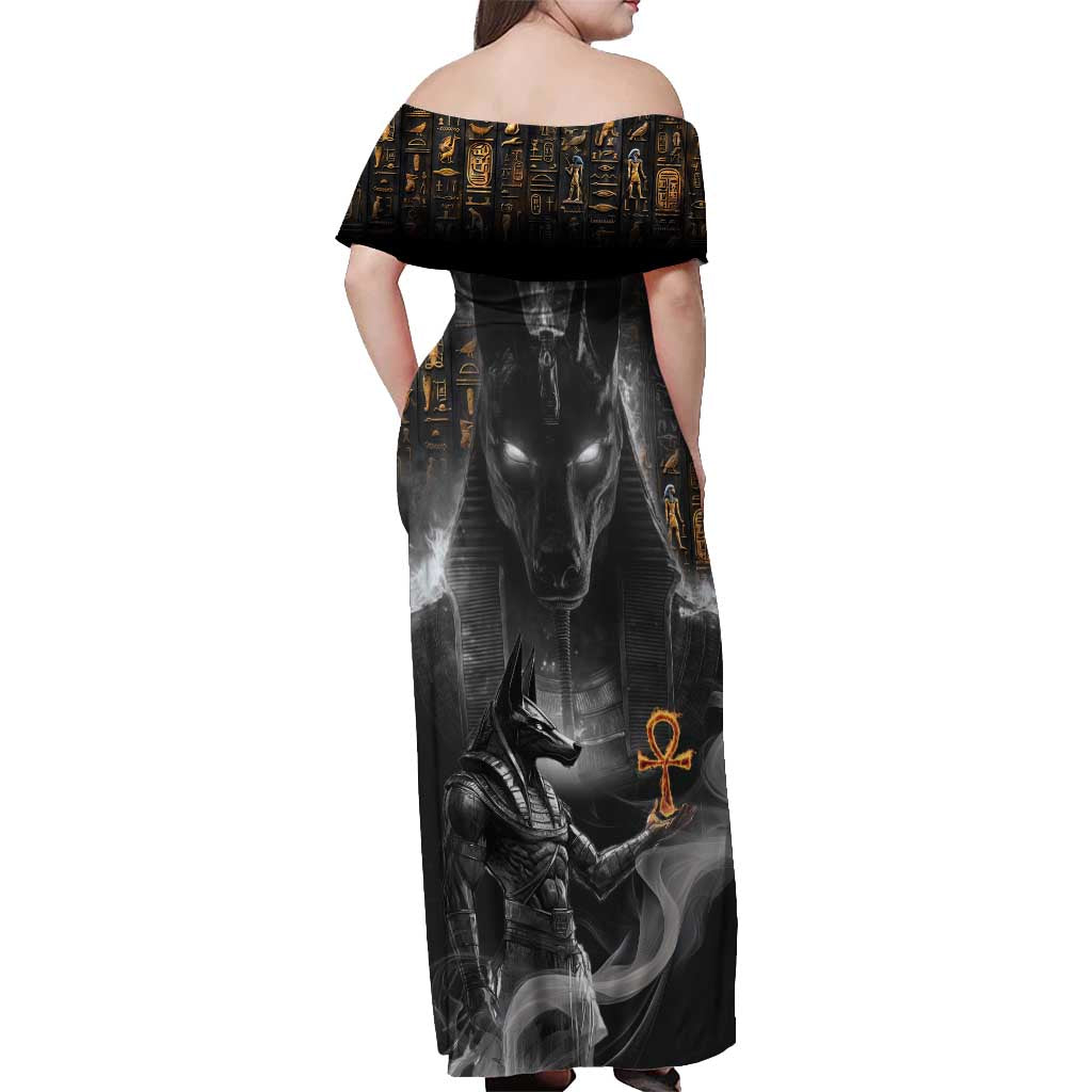 Mythical Anubis Off Shoulder Maxi Dress The Egyptian God of Death - Wonder Print Shop