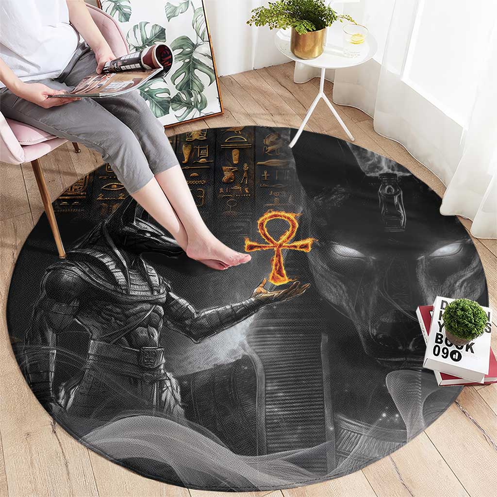 Mythical Anubis Round Carpet The Egyptian God of Death