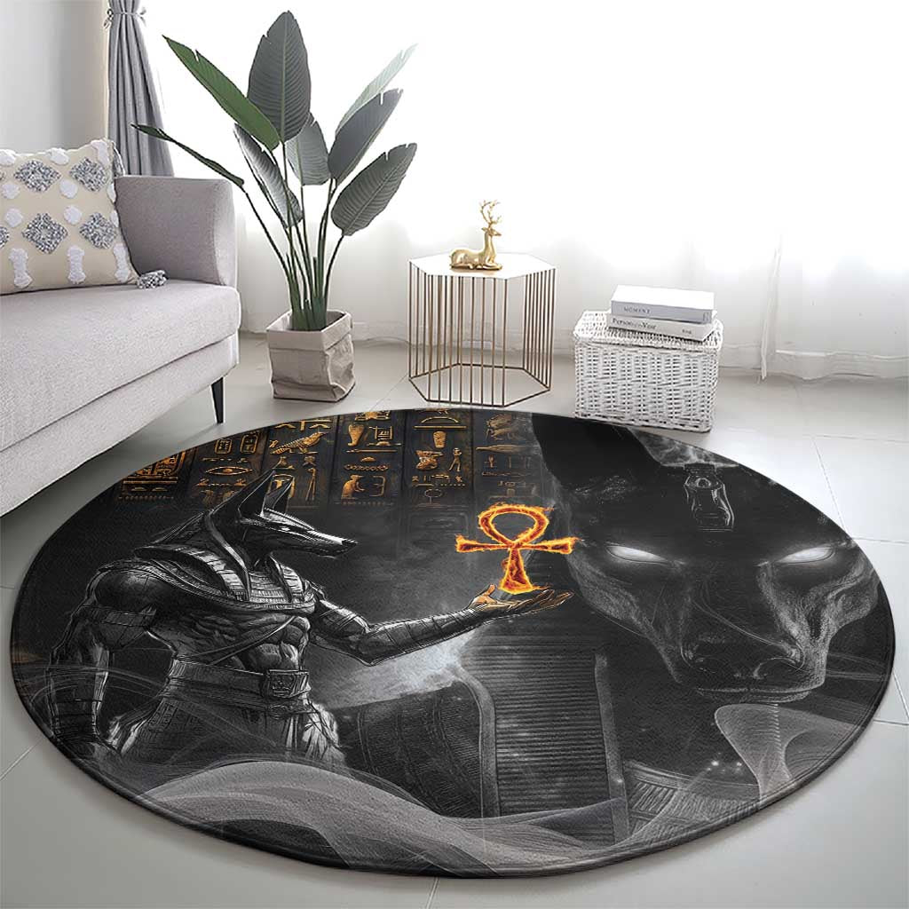Mythical Anubis Round Carpet The Egyptian God of Death