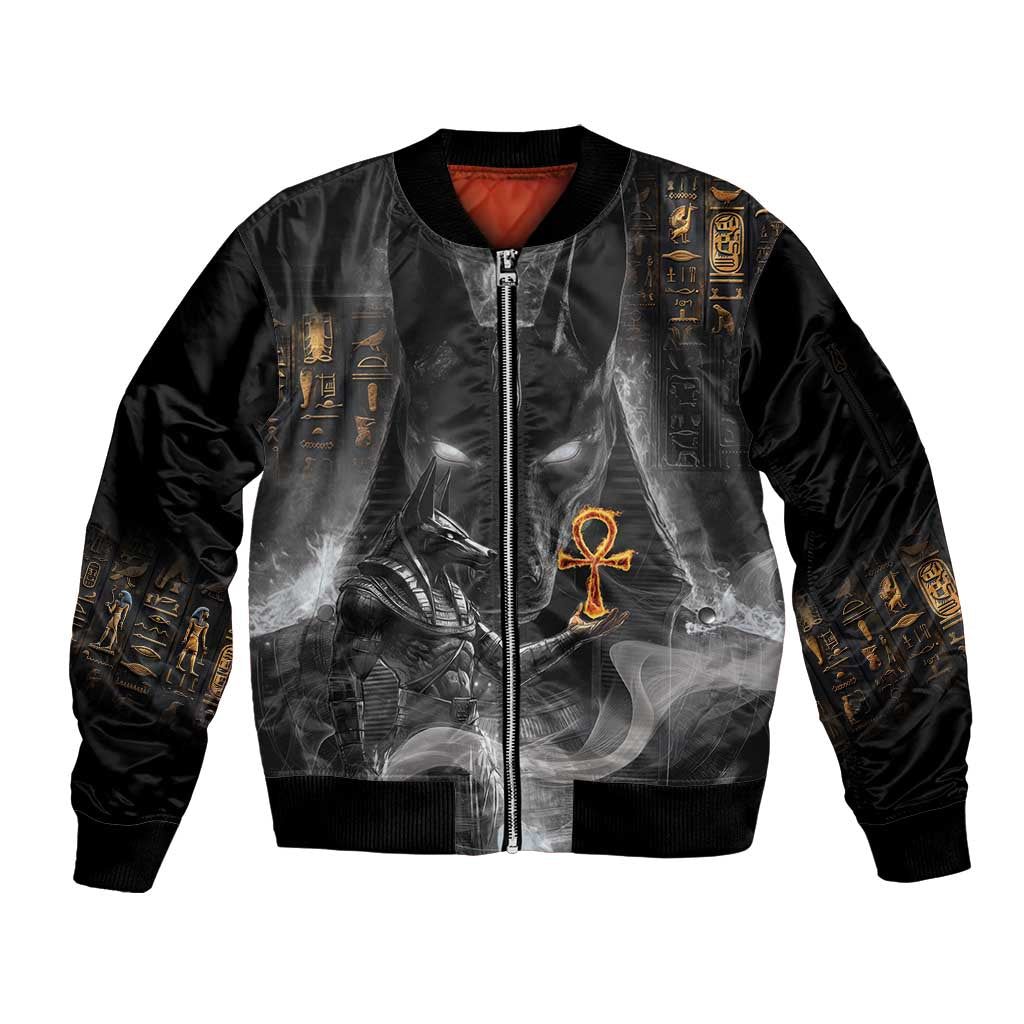 Mythical Anubis Sleeve Zip Bomber Jacket The Egyptian God of Death - Wonder Print Shop