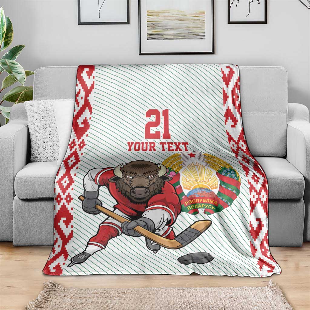 Belarus Ice Hockey Custom Blanket With Bison Mascot Flag Style
