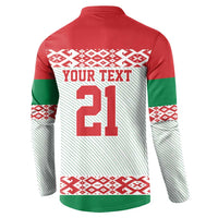 Belarus Ice Hockey Custom Button Sweatshirt With Bison Mascot Flag Style