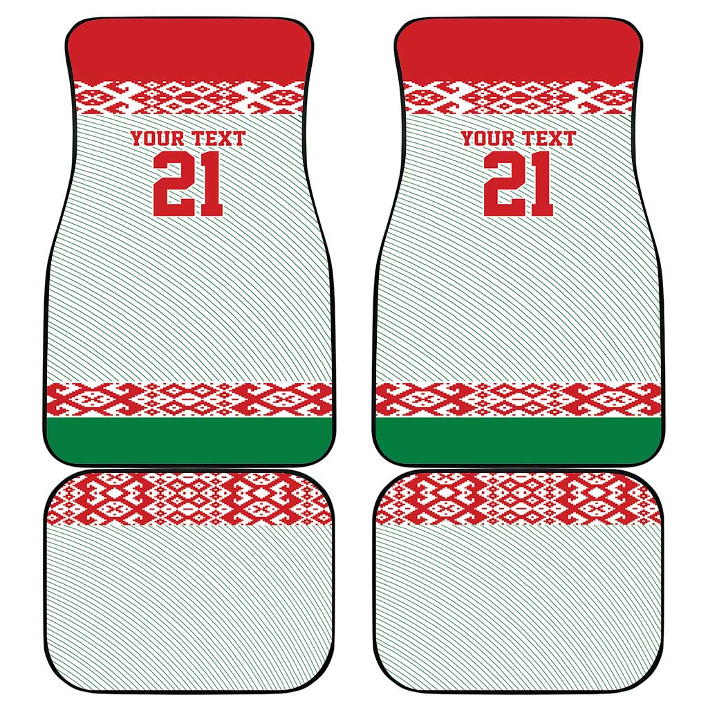 Belarus Ice Hockey Custom Car Mats With Bison Mascot Flag Style