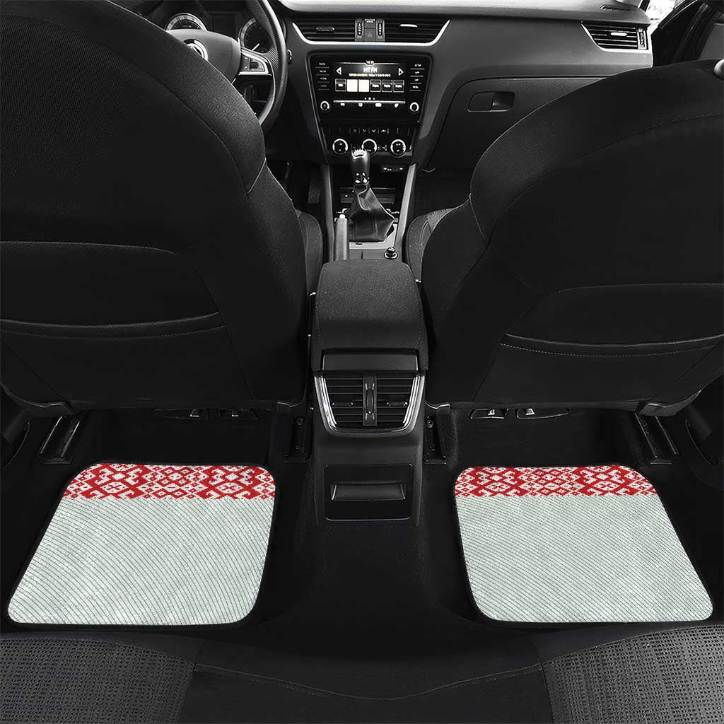 Belarus Ice Hockey Custom Car Mats With Bison Mascot Flag Style