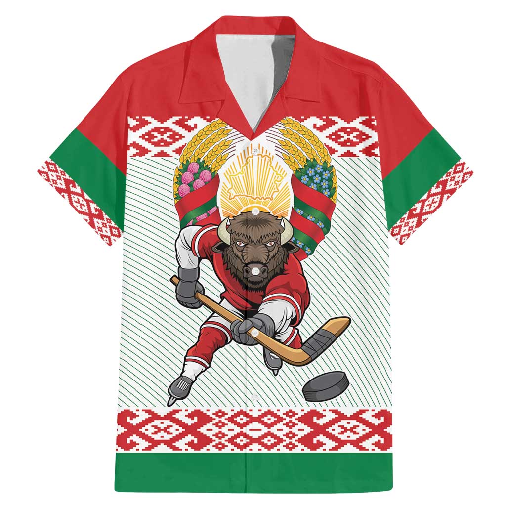 Belarus Ice Hockey Custom Family Matching Mermaid Dress and Hawaiian Shirt With Bison Mascot Flag Style