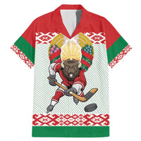 Belarus Ice Hockey Custom Family Matching Mermaid Dress and Hawaiian Shirt With Bison Mascot Flag Style