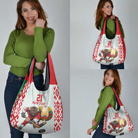 Belarus Ice Hockey Custom Grocery Bag With Bison Mascot Flag Style