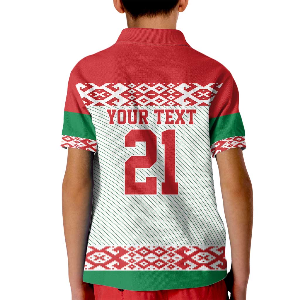Belarus Ice Hockey Custom Kid Polo Shirt With Bison Mascot Flag Style
