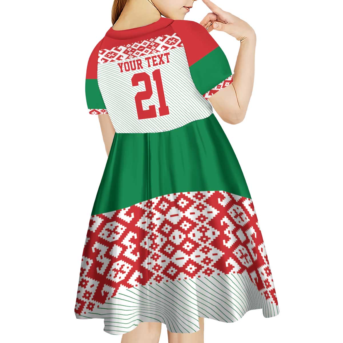 Belarus Ice Hockey Custom Kid Short Sleeve Dress With Bison Mascot Flag Style