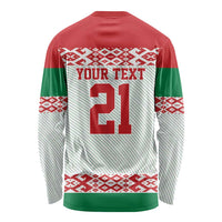 Belarus Ice Hockey Custom Long Sleeve Shirt With Bison Mascot Flag Style