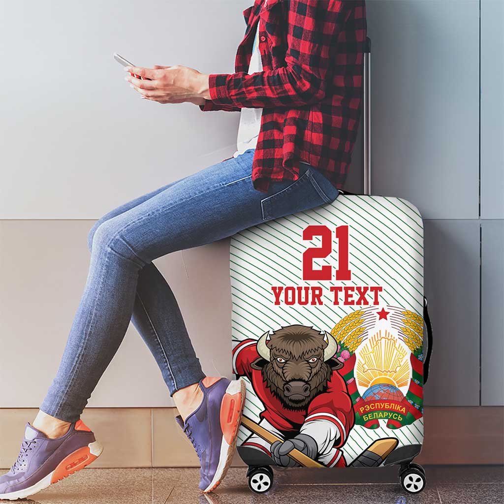 Belarus Ice Hockey Custom Luggage Cover With Bison Mascot Flag Style