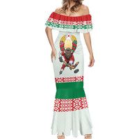 Belarus Ice Hockey Custom Mermaid Dress With Bison Mascot Flag Style