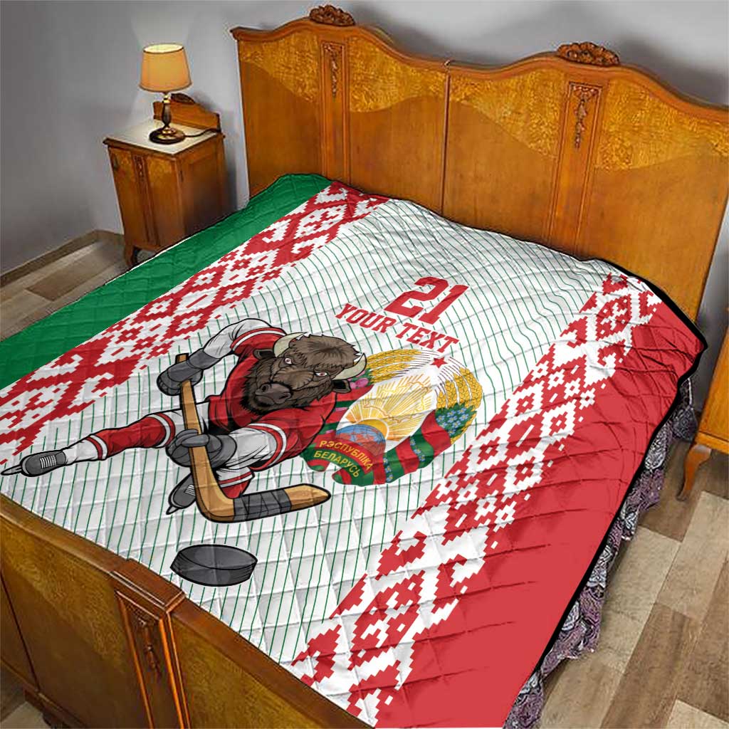 Belarus Ice Hockey Custom Quilt With Bison Mascot Flag Style