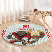 Belarus Ice Hockey Custom Round Carpet With Bison Mascot Flag Style