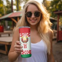 Belarus Ice Hockey Custom Skinny Tumbler With Bison Mascot Flag Style