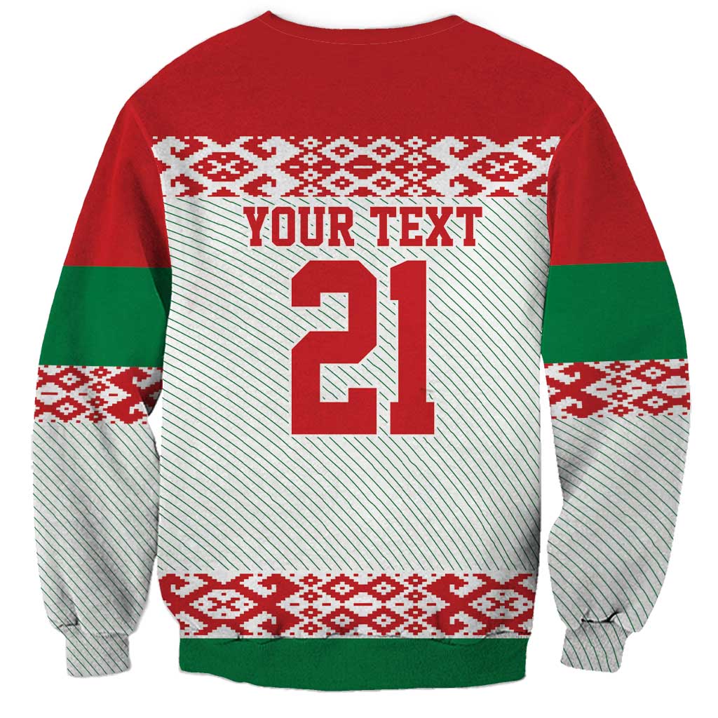 Belarus Ice Hockey Custom Sweatshirt With Bison Mascot Flag Style