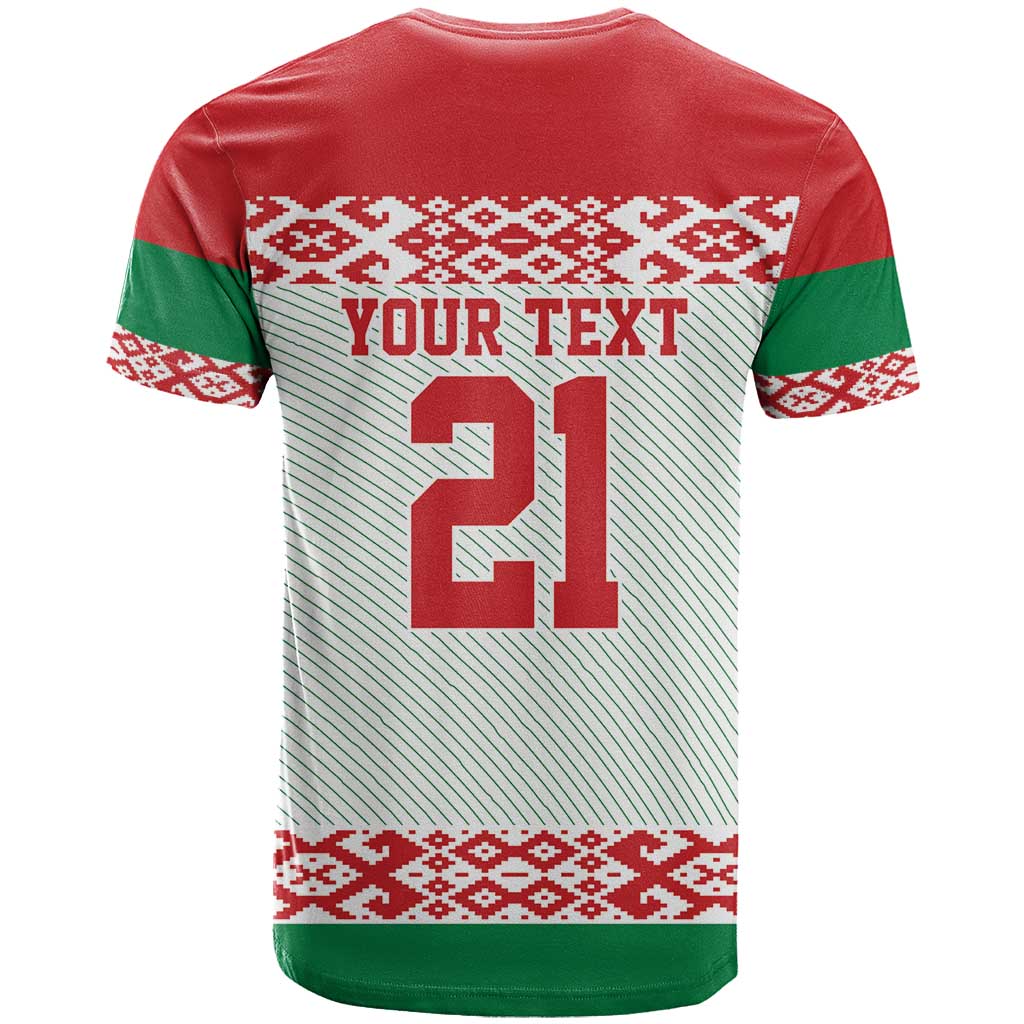 Belarus Ice Hockey Custom T Shirt With Bison Mascot Flag Style