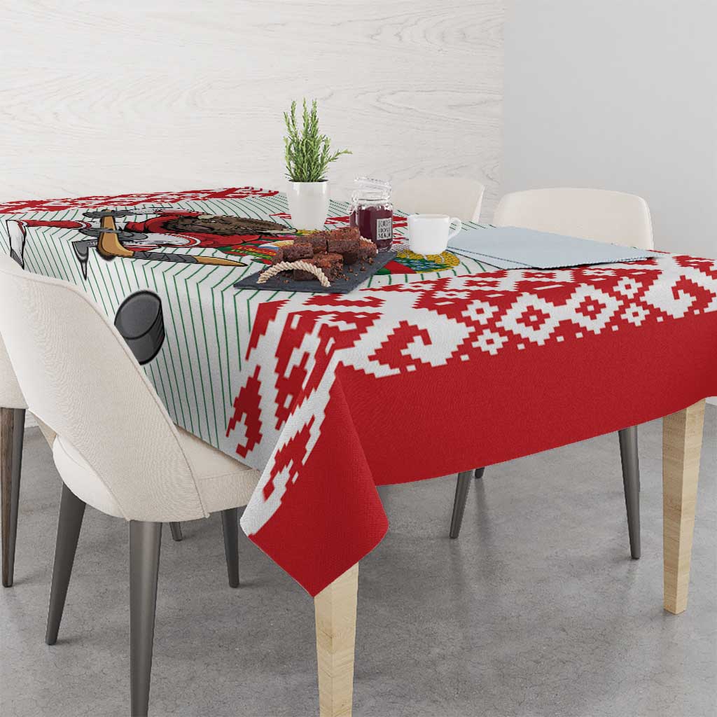 Belarus Ice Hockey Custom Tablecloth With Bison Mascot Flag Style