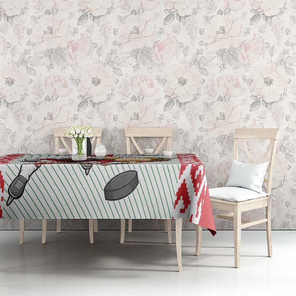 Belarus Ice Hockey Custom Tablecloth With Bison Mascot Flag Style