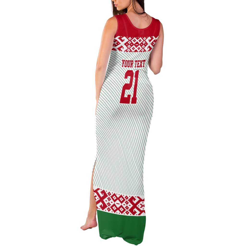 Belarus Ice Hockey Custom Tank Maxi Dress With Bison Mascot Flag Style