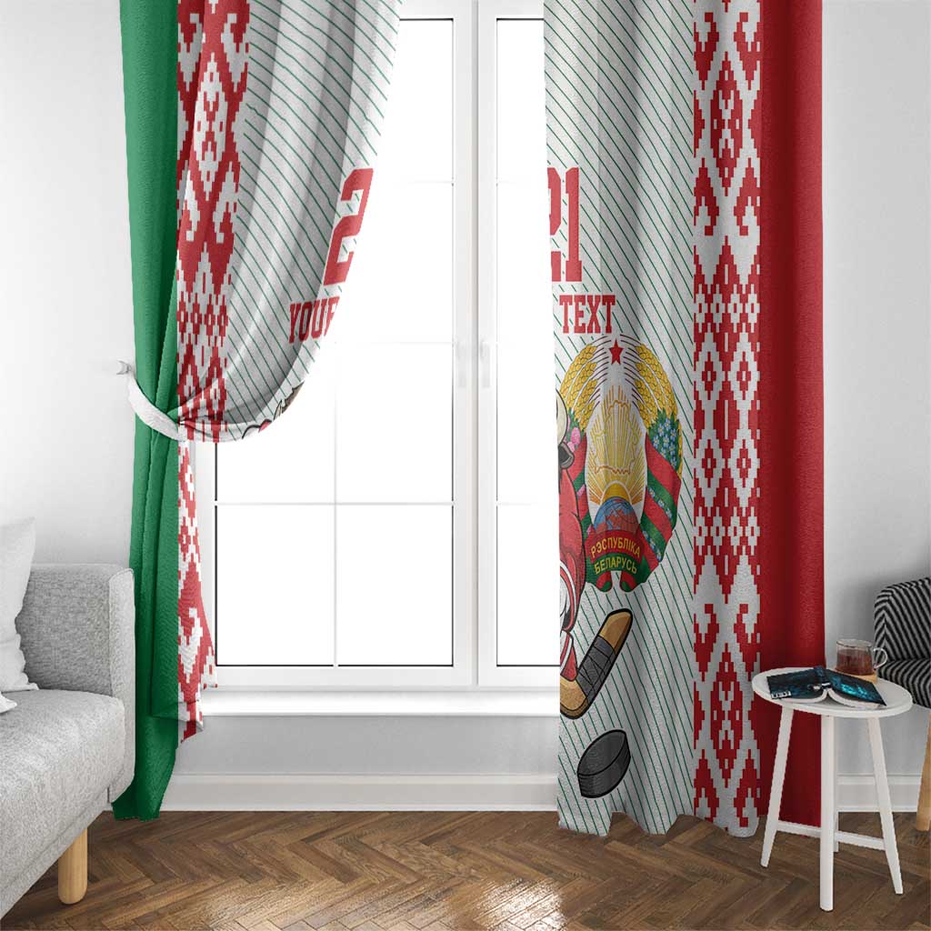 Belarus Ice Hockey Custom Window Curtain With Bison Mascot Flag Style