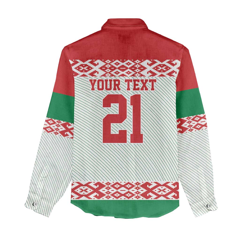 Belarus Ice Hockey Custom Women Casual Shirt With Bison Mascot Flag Style