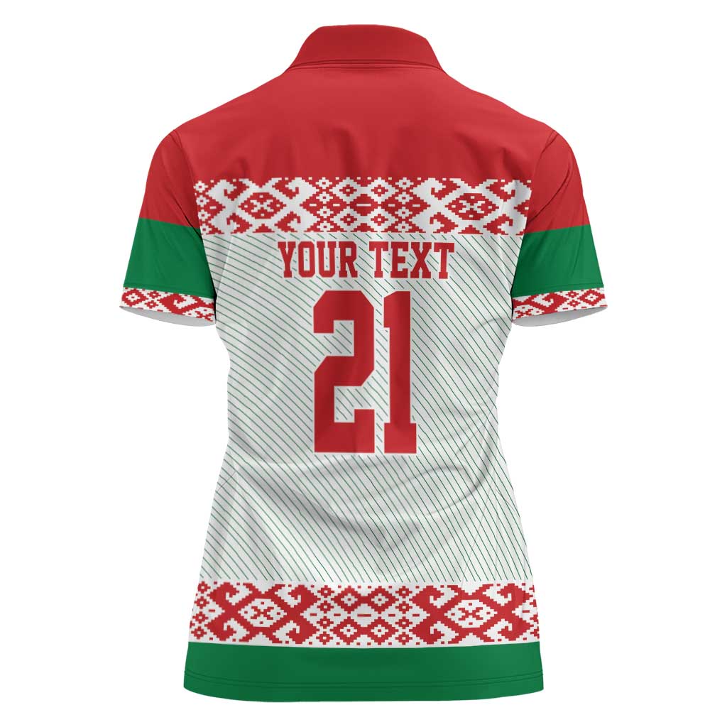 Belarus Ice Hockey Custom Women Polo Shirt With Bison Mascot Flag Style