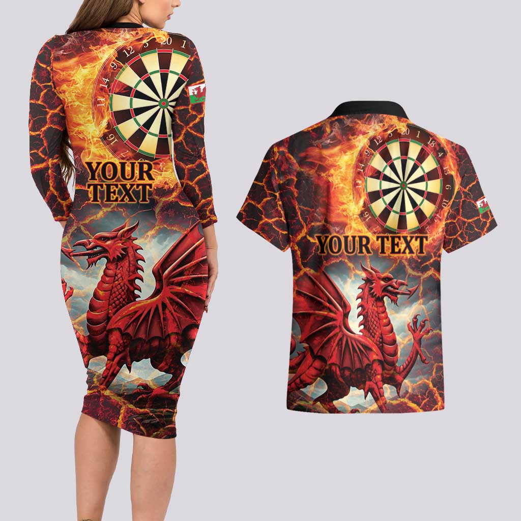 Wales Darts Wales Forever Personalized Couples Matching Long Sleeve Bodycon Dress and Hawaiian Shirt Cymru Am Byth Dragons