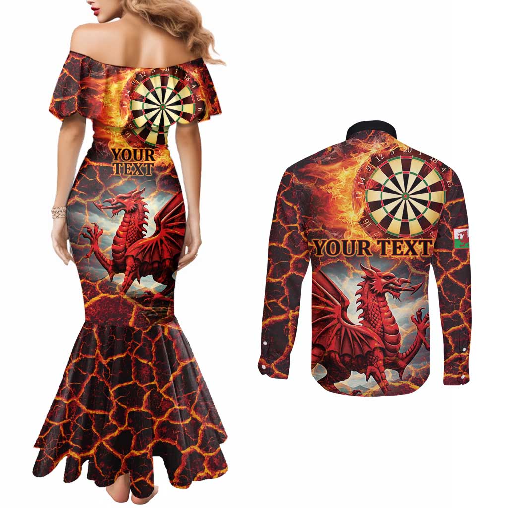 Wales Darts Wales Forever Personalized Couples Matching Mermaid Dress and Long Sleeve Button Shirt Cymru Am Byth Dragons