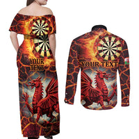 Wales Darts Wales Forever Personalized Couples Matching Off Shoulder Maxi Dress and Long Sleeve Button Shirt Cymru Am Byth Dragons