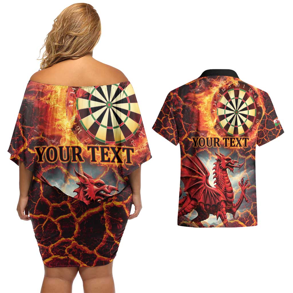 Wales Darts Wales Forever Personalized Couples Matching Off Shoulder Short Dress and Hawaiian Shirt Cymru Am Byth Dragons