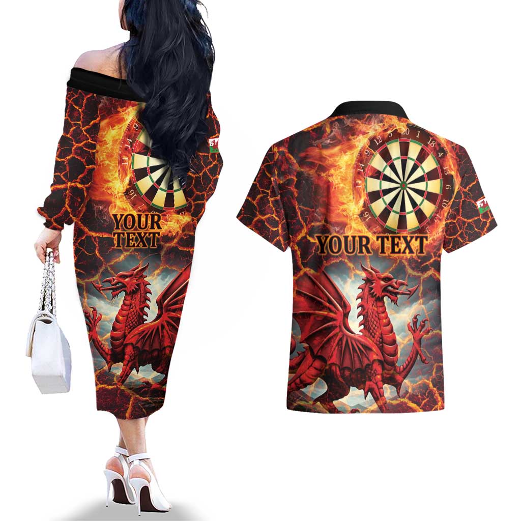Wales Darts Wales Forever Personalized Couples Matching Off The Shoulder Long Sleeve Dress and Hawaiian Shirt Cymru Am Byth Dragons