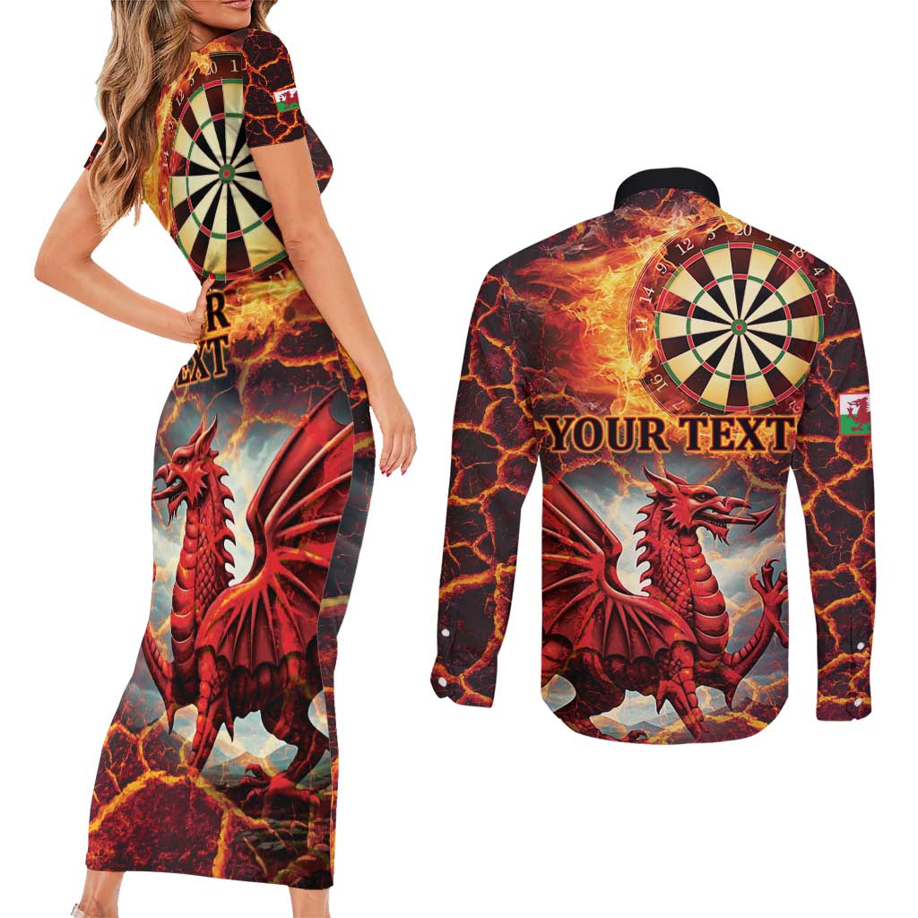 Wales Darts Wales Forever Personalized Couples Matching Short Sleeve Bodycon Dress and Long Sleeve Button Shirt Cymru Am Byth Dragons