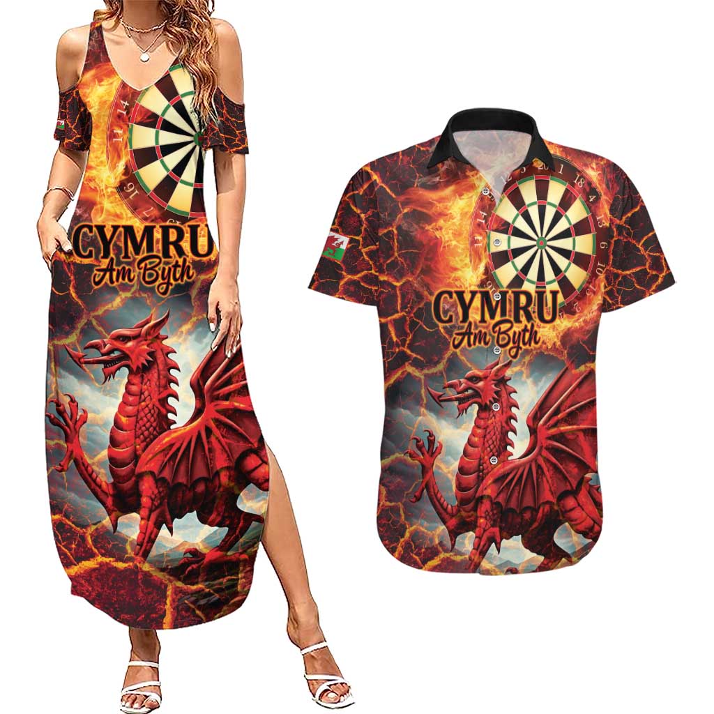 Wales Darts Wales Forever Personalized Couples Matching Summer Maxi Dress and Hawaiian Shirt Cymru Am Byth Dragons
