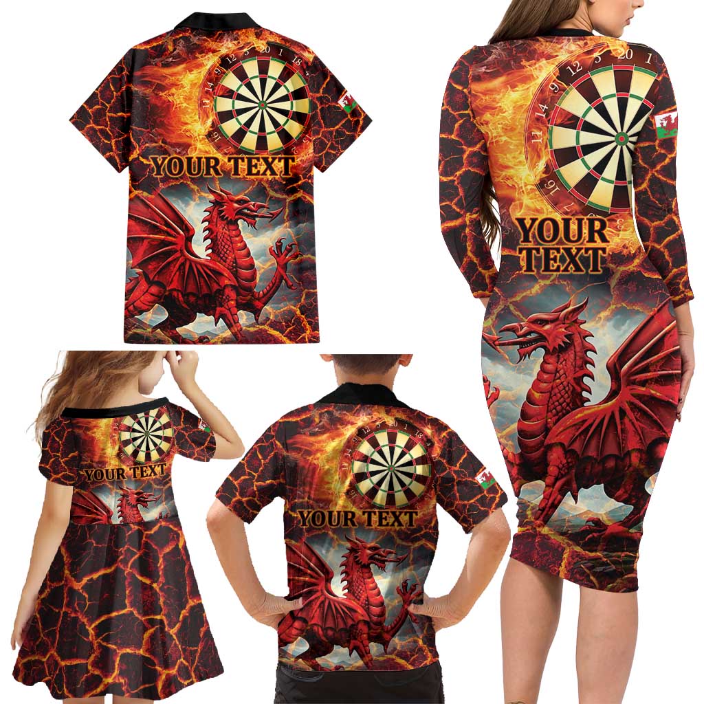 Wales Darts Wales Forever Personalized Family Matching Long Sleeve Bodycon Dress and Hawaiian Shirt Cymru Am Byth Dragons