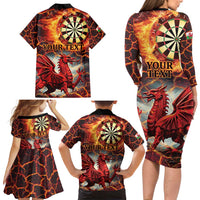 Wales Darts Wales Forever Personalized Family Matching Long Sleeve Bodycon Dress and Hawaiian Shirt Cymru Am Byth Dragons