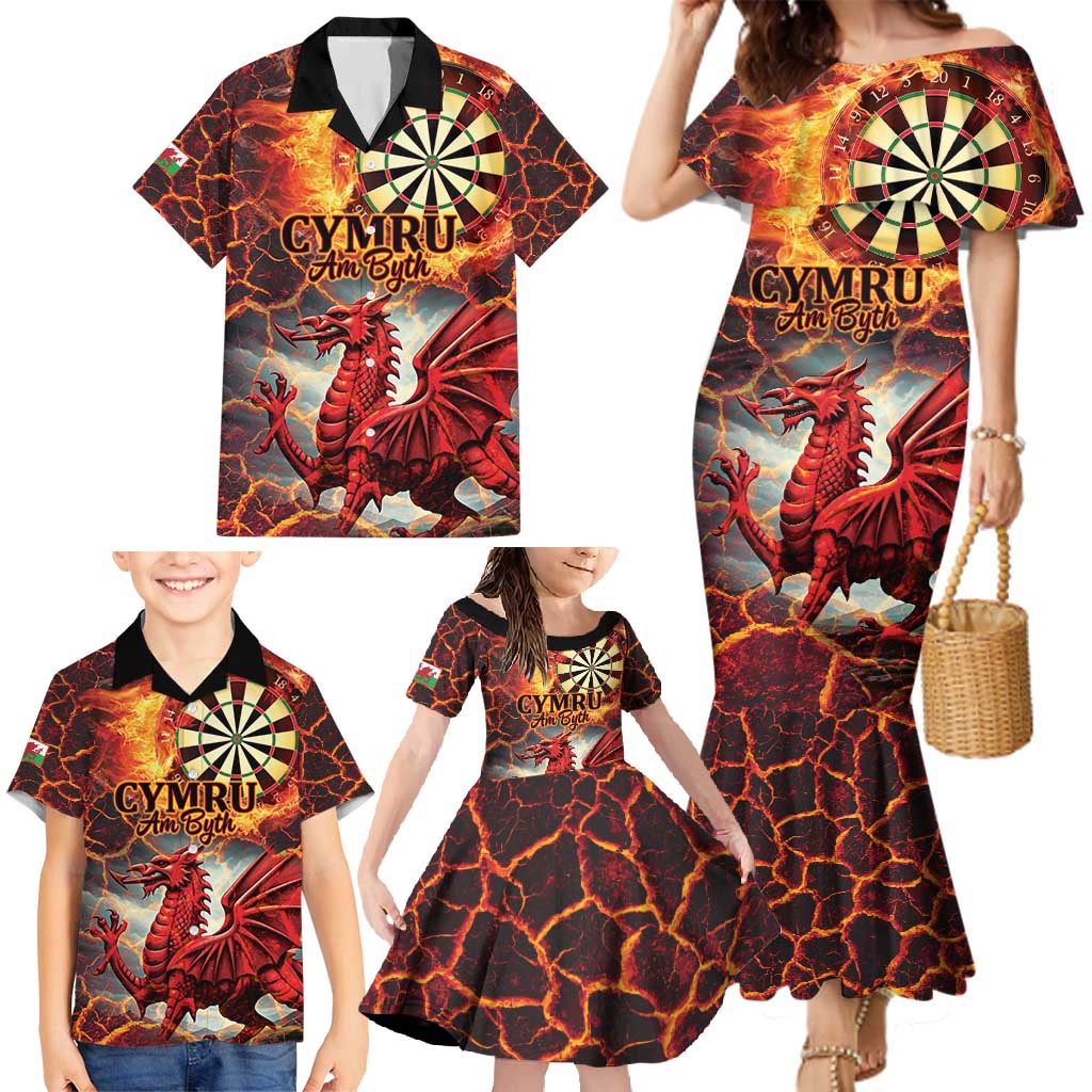 Wales Darts Wales Forever Personalized Family Matching Mermaid Dress and Hawaiian Shirt Cymru Am Byth Dragons