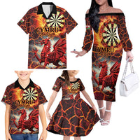 Wales Darts Wales Forever Personalized Family Matching Off The Shoulder Long Sleeve Dress and Hawaiian Shirt Cymru Am Byth Dragons
