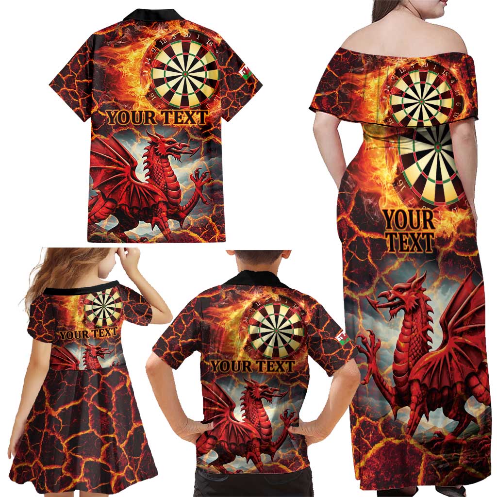Wales Darts Wales Forever Personalized Family Matching Off Shoulder Maxi Dress and Hawaiian Shirt Cymru Am Byth Dragons