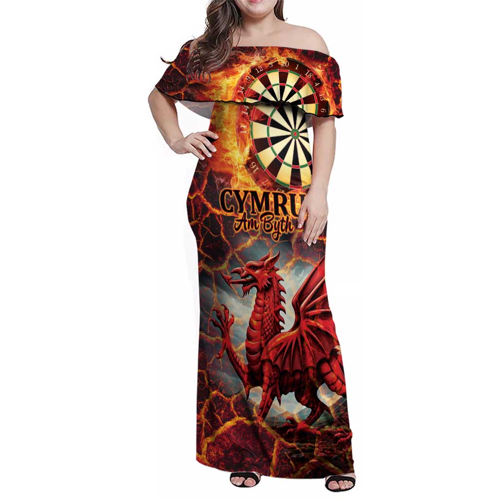 Wales Darts Wales Forever Personalized Family Matching Off Shoulder Maxi Dress and Hawaiian Shirt Cymru Am Byth Dragons
