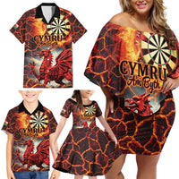 Wales Darts Wales Forever Personalized Family Matching Off Shoulder Short Dress and Hawaiian Shirt Cymru Am Byth Dragons