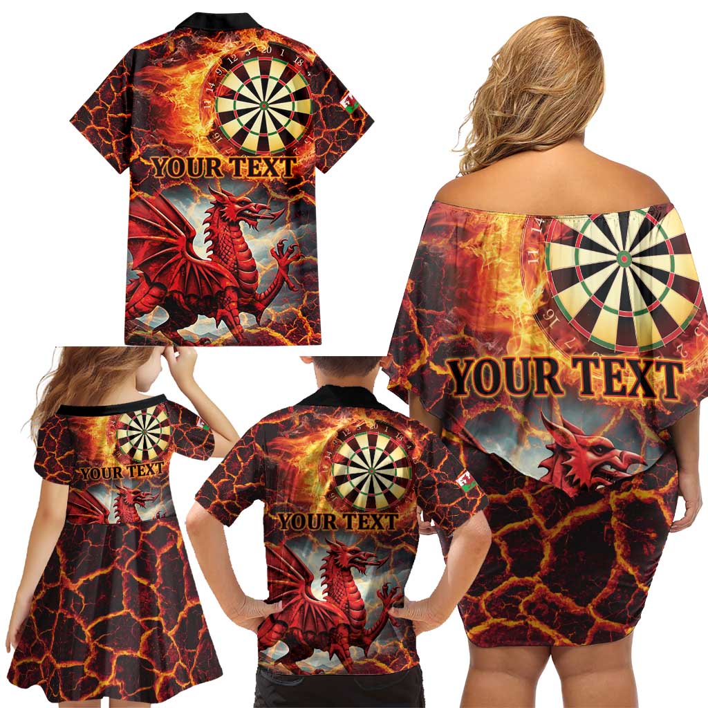 Wales Darts Wales Forever Personalized Family Matching Off Shoulder Short Dress and Hawaiian Shirt Cymru Am Byth Dragons