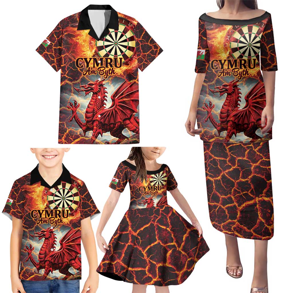 Wales Darts Wales Forever Personalized Family Matching Puletasi and Hawaiian Shirt Cymru Am Byth Dragons