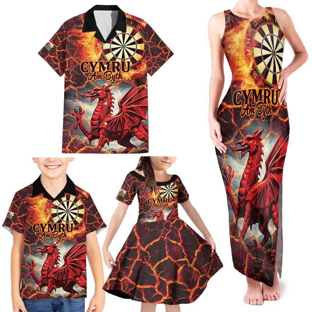 Wales Darts Wales Forever Personalized Family Matching Tank Maxi Dress and Hawaiian Shirt Cymru Am Byth Dragons