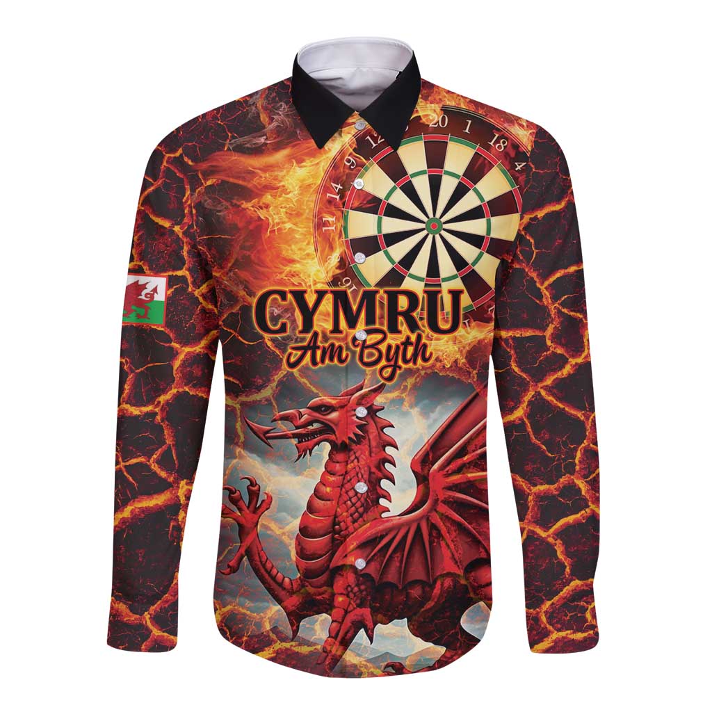 Wales Darts Wales Forever Personalized Long Sleeve Button Shirt Cymru Am Byth Dragons