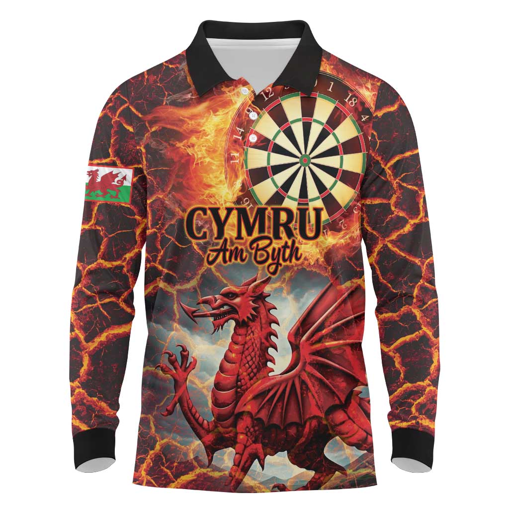 Wales Darts Wales Forever Personalized Long Sleeve Polo Shirt Cymru Am Byth Dragons