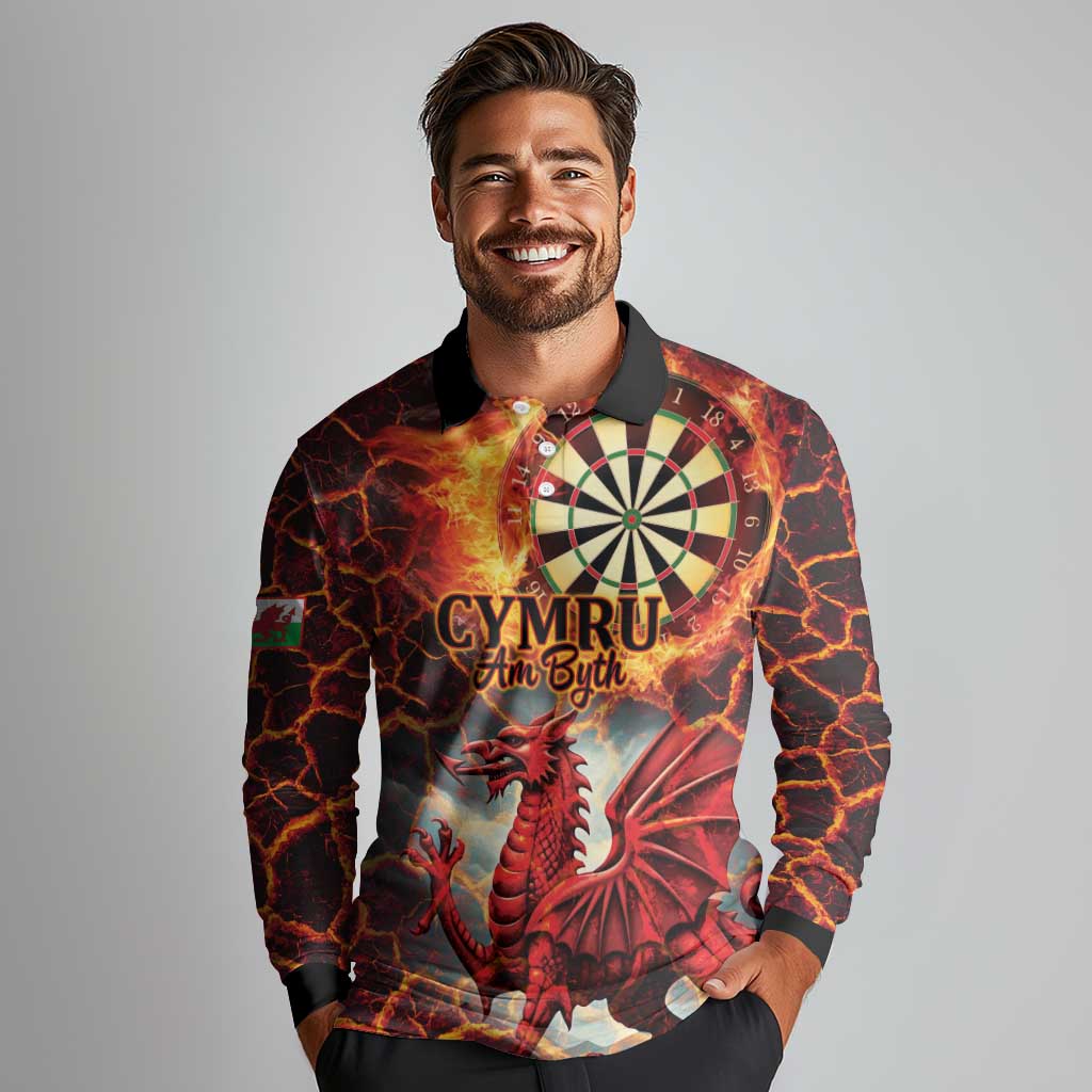 Wales Darts Wales Forever Personalized Long Sleeve Polo Shirt Cymru Am Byth Dragons