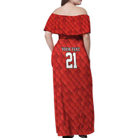 Wales Rugby Custom Family Matching Off Shoulder Maxi Dress and Hawaiian Shirt Y Ddraig Goch Ddyry Cychwyn