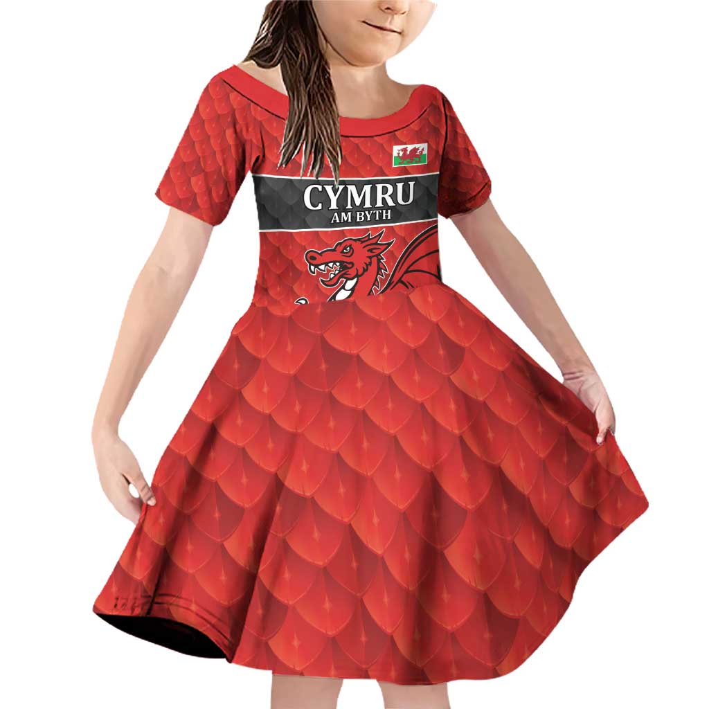 Wales Rugby Custom Family Matching Off Shoulder Short Dress and Hawaiian Shirt Y Ddraig Goch Ddyry Cychwyn